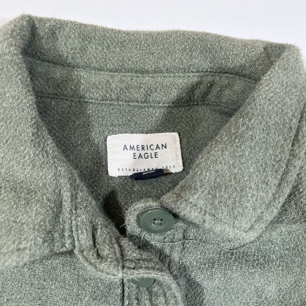 American Eagle Fleece Oversized Love Shacket Shirt Jacket Sage Green Women's XS - Picture 8 of 11